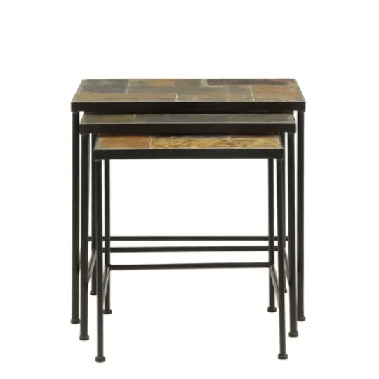 Kirkland's Home Metal Nesting Slate Top Accent Tables, Set Of 3- Accent & End Tables