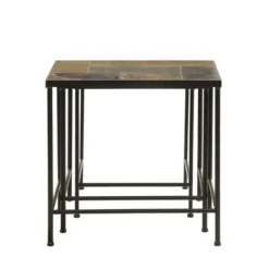 Kirkland's Home Metal Nesting Slate Top Accent Tables, Set Of 3- Accent & End Tables