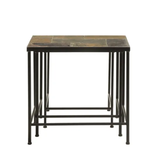 Kirkland's Home Metal Nesting Slate Top Accent Tables, Set Of 3- Accent & End Tables