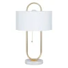 Kirkland's Home Metal Open Loop Stem White Round Table Lamp- Table Lamps