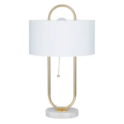 Kirkland's Home Metal Open Loop Stem White Round Table Lamp- Table Lamps