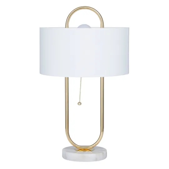 Kirkland's Home Metal Open Loop Stem White Round Table Lamp- Table Lamps
