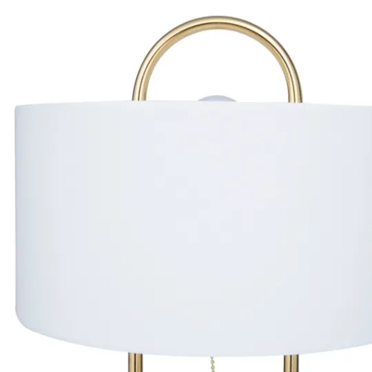 Kirkland's Home Metal Open Loop Stem White Round Table Lamp- Table Lamps