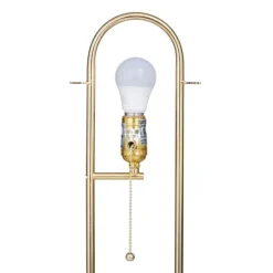 Kirkland's Home Metal Open Loop Stem White Round Table Lamp- Table Lamps