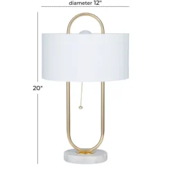Kirkland's Home Metal Open Loop Stem White Round Table Lamp- Table Lamps