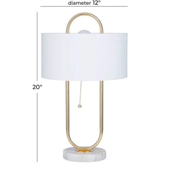 Kirkland's Home Metal Open Loop Stem White Round Table Lamp- Table Lamps