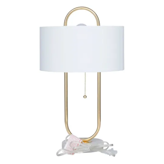 Kirkland's Home Metal Open Loop Stem White Round Table Lamp- Table Lamps