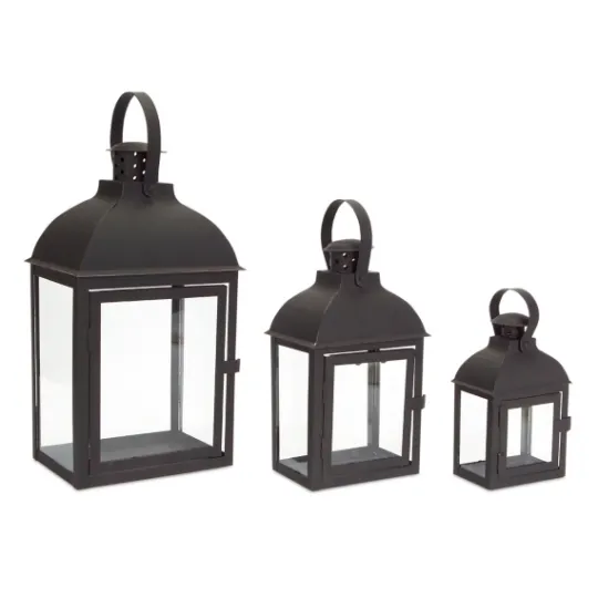 Kirkland's Home Metal Slope Top Lanterns, Set Of 3- Lanterns