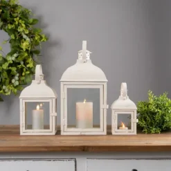Kirkland's Home Metal Slope Top Lanterns, Set Of 3- Lanterns