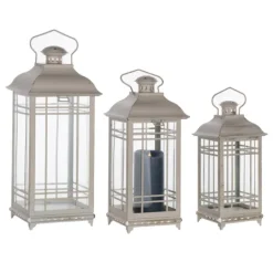 Kirkland's Home Metal Windowpane Lanterns, Set Of 3- Lanterns