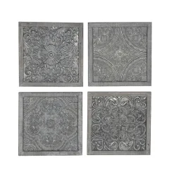Kirkland's Home Metallic Carved Fir Wood Wall Plaques, Set Of 4- Wall Plaques