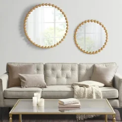 Kirkland's Home Metallic Gold Foiled Beaded Wall Mirror, 27 In.- Decorative Mirrors