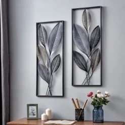 Kirkland's Home Metallic Leaves Metal Plaques, Set Of 2- Wall Plaques