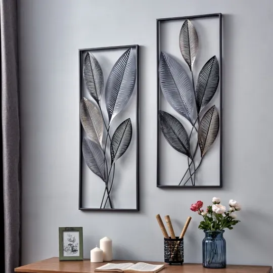 Kirkland's Home Metallic Leaves Metal Plaques, Set Of 2- Wall Plaques