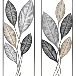 Kirkland's Home Metallic Leaves Metal Plaques, Set Of 2- Wall Plaques