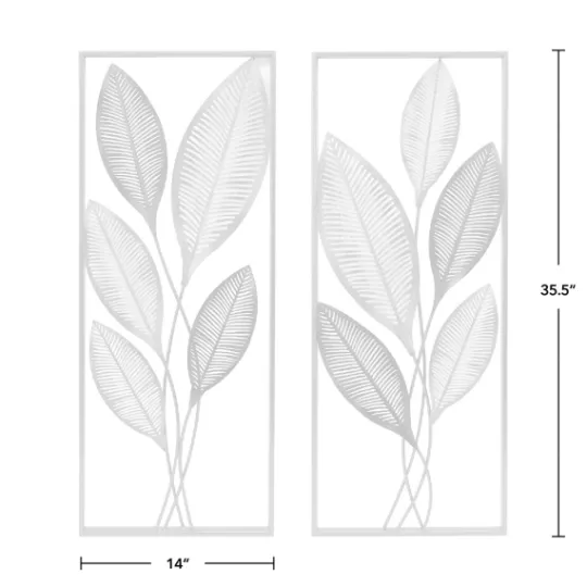 Kirkland's Home Metallic Leaves Metal Plaques, Set Of 2- Wall Plaques