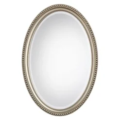 Kirkland's Home Metallic Silver Beaded Edge Oval Mirror- Decorative Mirrors