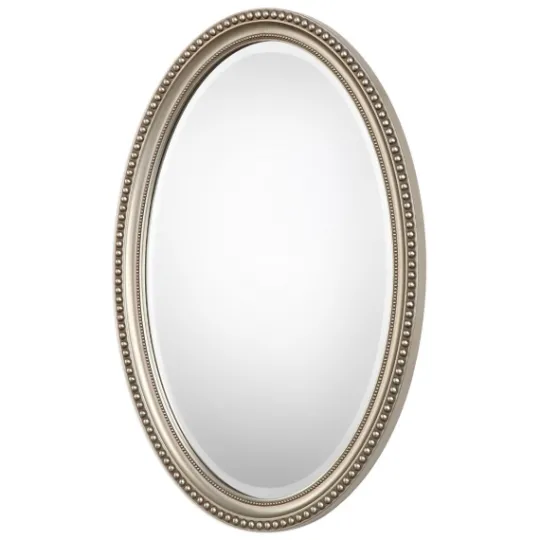 Kirkland's Home Metallic Silver Beaded Edge Oval Mirror- Decorative Mirrors