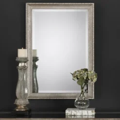 Kirkland's Home Metallic Silver Textured Frame Wall Mirror- Decorative Mirrors