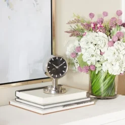 Kirkland's Home Metallic Steel Beveled Base Tabletop Clock- Decorative Accents