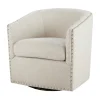 Kirkland's Home Metro Club Natural Swivel Chair With Nailhead Trim- Accent Chairs