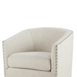 Kirkland's Home Metro Club Natural Swivel Chair With Nailhead Trim- Accent Chairs
