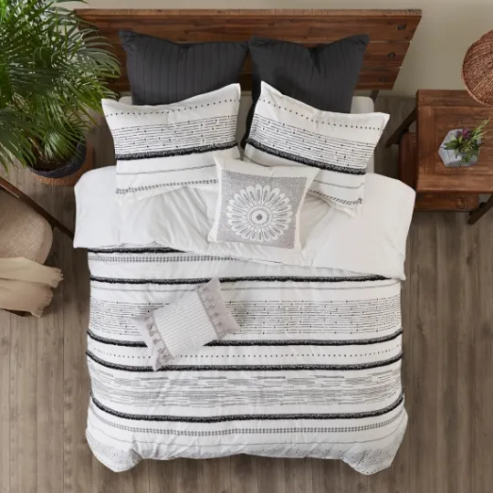 Kirkland's Home Mia White Striped 3-Pc. King Comforter Set- Comforters