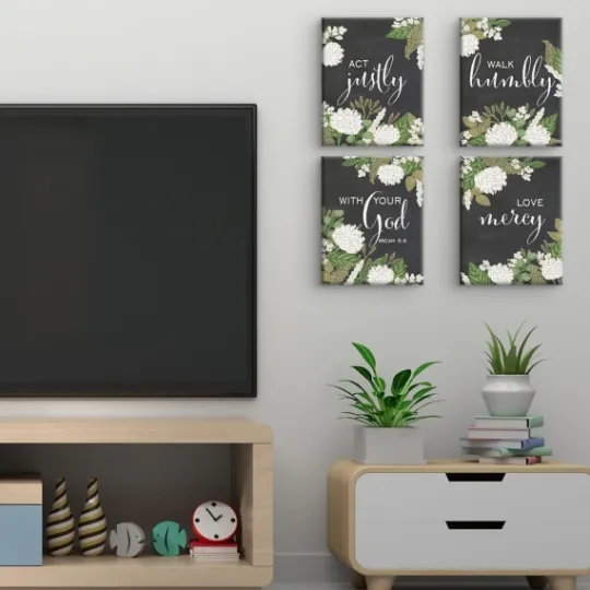 Kirkland's Home Micah 6:8 Canvas Art Prints, Set Of 4- Wall Quotes & Signs