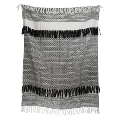 Kirkland's Home Midnight Crosshatch Stripes Outdoor Throw Blanket- Blankets & Throws