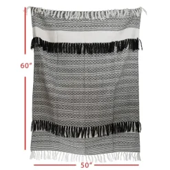 Kirkland's Home Midnight Crosshatch Stripes Outdoor Throw Blanket- Blankets & Throws