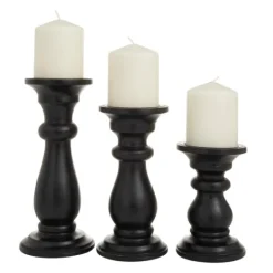 Kirkland's Home Midnight Distressed Wood Candle Holders, Set Of 3- Candle Holders