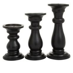 Kirkland's Home Midnight Distressed Wood Candle Holders, Set Of 3- Candle Holders