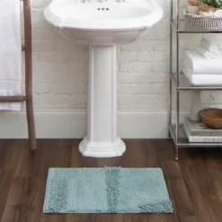 Kirkland's Home Mint Asymmetrical Cotton Bath Mat, 45 In.- Bathroom Rugs
