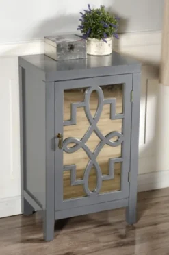 Kirkland's Home Mirrored 1-Door Cabinet With Overlay Pattern- Cabinets & Sideboards