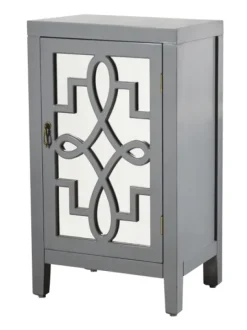 Kirkland's Home Mirrored 1-Door Cabinet With Overlay Pattern- Cabinets & Sideboards