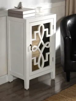 Kirkland's Home Mirrored 1-Door Cabinet With Overlay Pattern- Cabinets & Sideboards