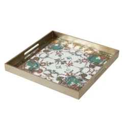 Kirkland's Home Mirrored Moroccan Pattern Tray With Gold Edges- Decorative Trays