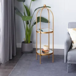 Kirkland's Home Mirrored Two-Tier Cage Shelf- Bookshelves