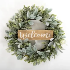 Kirkland's Home Mixed Greenery Welcome Sign Wreath- Wreaths
