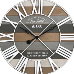 Kirkland's Home Mixed Planks And White Wooden Wall Clock- Clocks