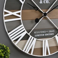 Kirkland's Home Mixed Planks And White Wooden Wall Clock- Clocks