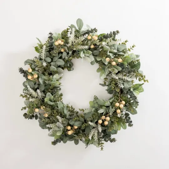 Kirkland's Home Mixed White Berry Eucalyptus Wreath- Wreaths