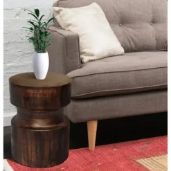 Kirkland's Home Mocha Hourglass Mango Side Table- Accent & End Tables
