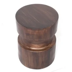 Kirkland's Home Mocha Hourglass Mango Side Table- Accent & End Tables