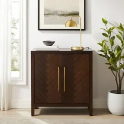 Kirkland's Home Mocha Mod Herringbone Cabinet- Cabinets & Sideboards