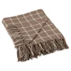 Kirkland's Home Mocha Plaid Fringed Throw- Blankets & Throws