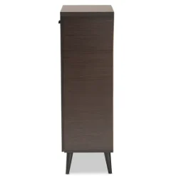 Kirkland's Home Mocha Tall Slatted Shoe Storage Cabinet- Entryway Furniture