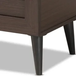 Kirkland's Home Mocha Tall Slatted Shoe Storage Cabinet- Entryway Furniture