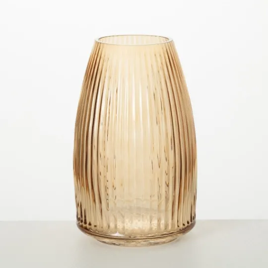 Kirkland's Home Modern Amber Ribbed Glass Vase- Vases