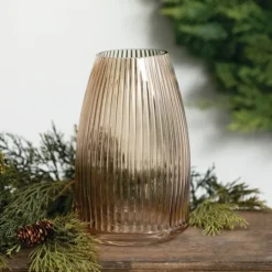 Kirkland's Home Modern Amber Ribbed Glass Vase- Vases